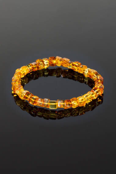 Браслет из янтаря с квадратными бусинами: - 3