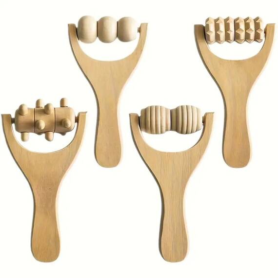 4 outils de massage en bois est - 1
