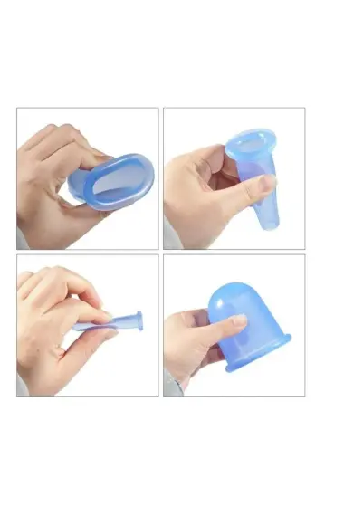 5er Set Silikon-Massagebecher - Blau - 6