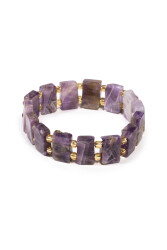Amethyst Perlen Naturstein Rolex Armband - 
