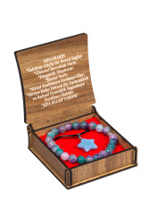 Aquamarin Stein Halsketten- und Armbands-Set mit Box - 