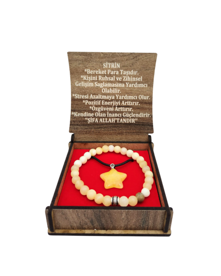 Boxed Citrine Stone Necklace and Bracelet Set - 1