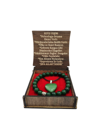 Boxed Dark Jade Stone Necklace and Bracelet Set - 2