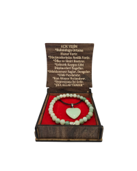 Boxed Light Jade Stone Necklace and Bracelet Set - 2