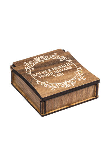 Boxed Rose Quartz Stone Necklace and Bracelet Set - 3