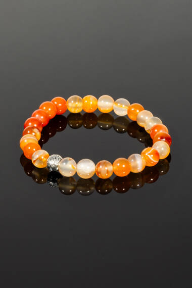 Bracelet en pierre naturelle Cornaline rouge : - 3
