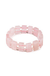 Bracelet en Pierre Naturelle de Quartz Rose (Rectangulaire) - İpekyol