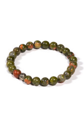 Bracelet en pierre naturelle Unakite : - 1
