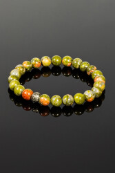 Bracelet en pierre naturelle Unakite : - 3