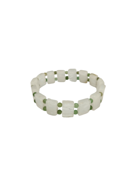 Bracelet Rolex en pierre naturelle Aventurine avec perles de quartz cristal : - 2