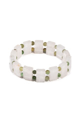 Crystal Quartz and Aventurine Beaded Natural Stone Rolex Bracelet: - 