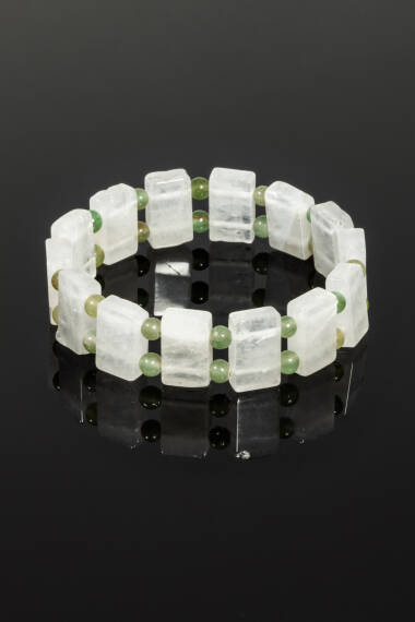 Crystal Quartz and Aventurine Beaded Natural Stone Rolex Bracelet: - 3