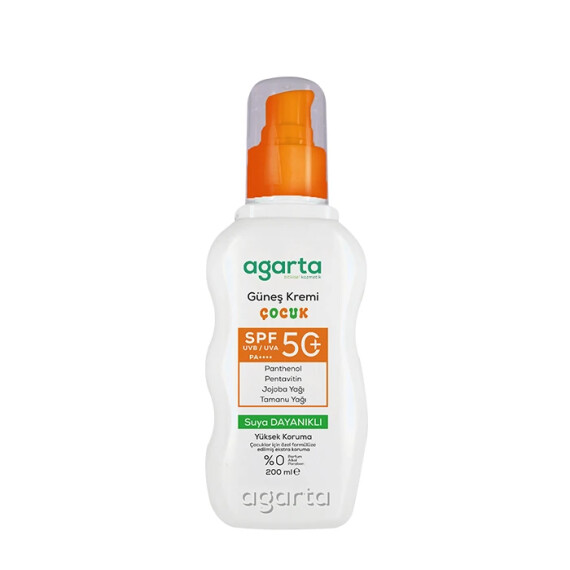 Doğal Yüksek Koruma Çocuk Güneş Kremi 50 Spf. 200 ml. - Agarta