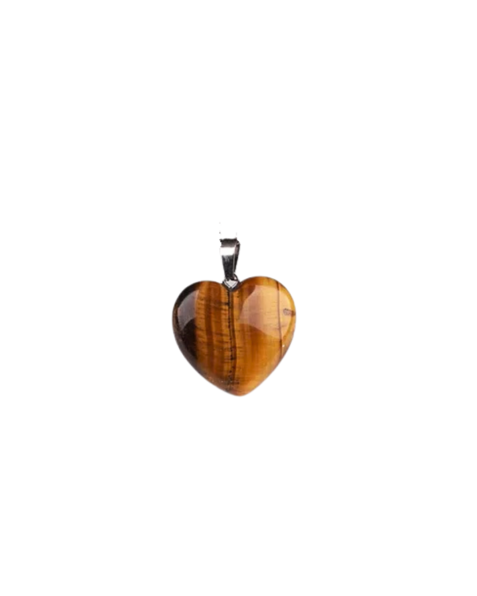 Heart Shaped Tiger s Eye Stone Pendant