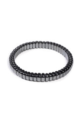 Hematite Natural Stone Rolex Bracelet (Fishbone-Large): - 
