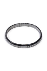 Hematite Natural Stone Rolex Bracelet (Fishbone-Small): - 