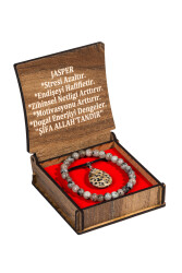 Jaspis Stein Halsketten- und Armbands-Set mit Box - 1
