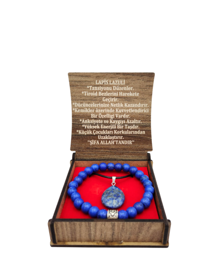 Lapis Lazuli Stein Halsketten- und Armbands-Set mit Box - 1