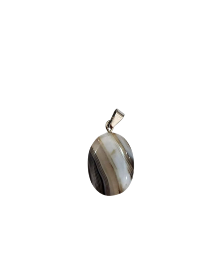 Oval Model Bantlı Akik Taşı Kolye Ucu - 1
