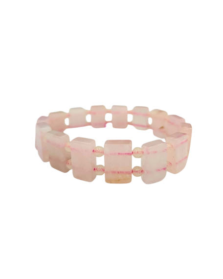 Pembe Kuvars Doğal Taş Rolex Bileklik ( Dikdörtgen ) - 1