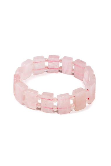 Pembe Kuvars Doğal Taş Rolex Bileklik ( Dikdörtgen ) - 1