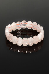 Pembe Kuvars Doğal Taş Rolex Bileklik ( Oval ) - 4