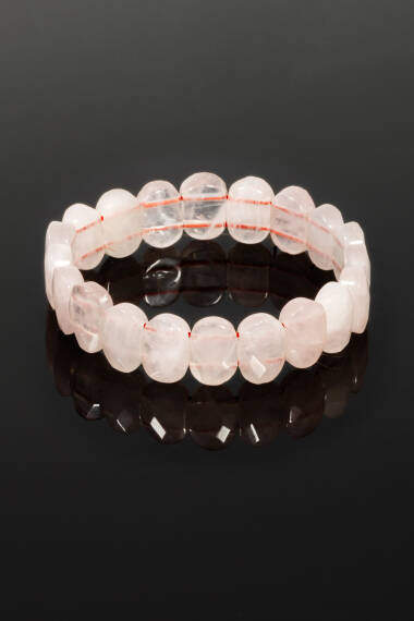 Pembe Kuvars Doğal Taş Rolex Bileklik ( Oval ) - 4