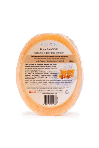 Éponge de Douche Savonneuse au Miel et au Lait – Nettoyage Profond et Soin Hydratant - 1