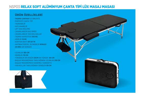 Relax Soft-Aluminium-Taschen-Luxus-Massageliege – Schwarz - 7