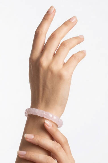 Rose Quartz Natural Stone Rolex Bracelet (Rectangle Cut) - 2