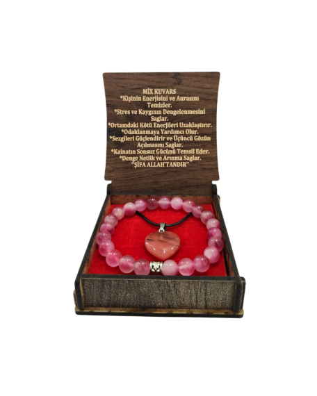 Schmuckset aus Mix-Quarzstein Halskette und Armband mit Geschenkbox - 1