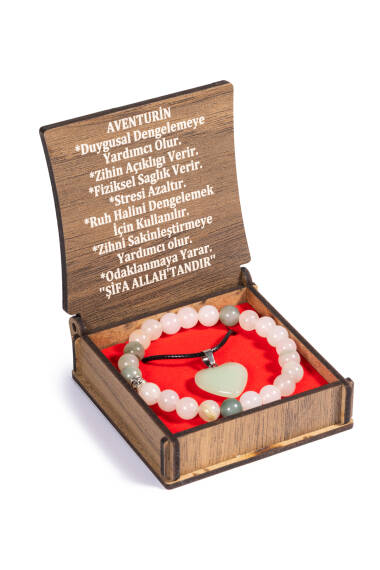 Set Collier et Bracelet en Pierre d’Aventurine avec Boîte - 1