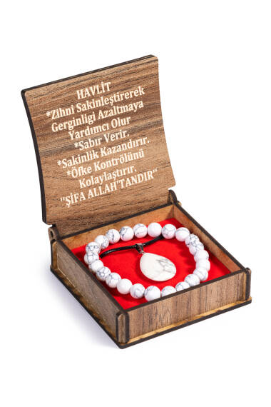 Set Collier et Bracelet en Pierre de Howlite avec Boîte - 1